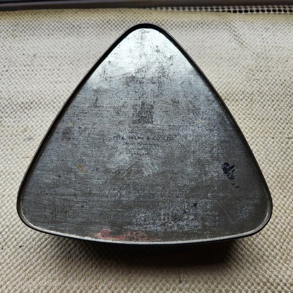 Royal Monogram Horse Rider Triangular Biscuit Tin Box Peek Frean London England - Picture 5 of 7